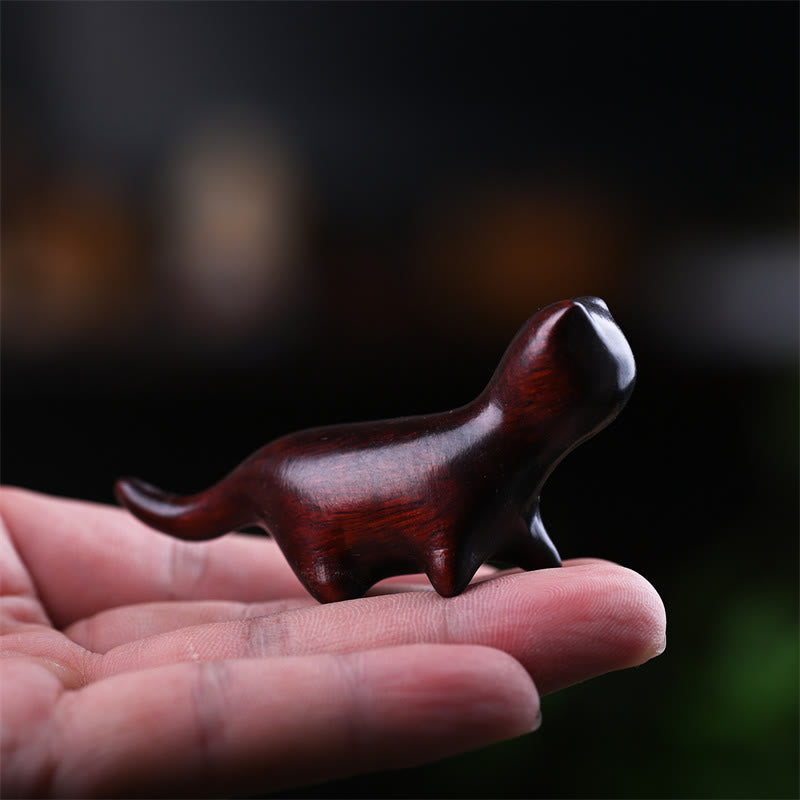 7,3 cm grüne Sandelholz-Glückskatzenfigur, positive Energiestatue