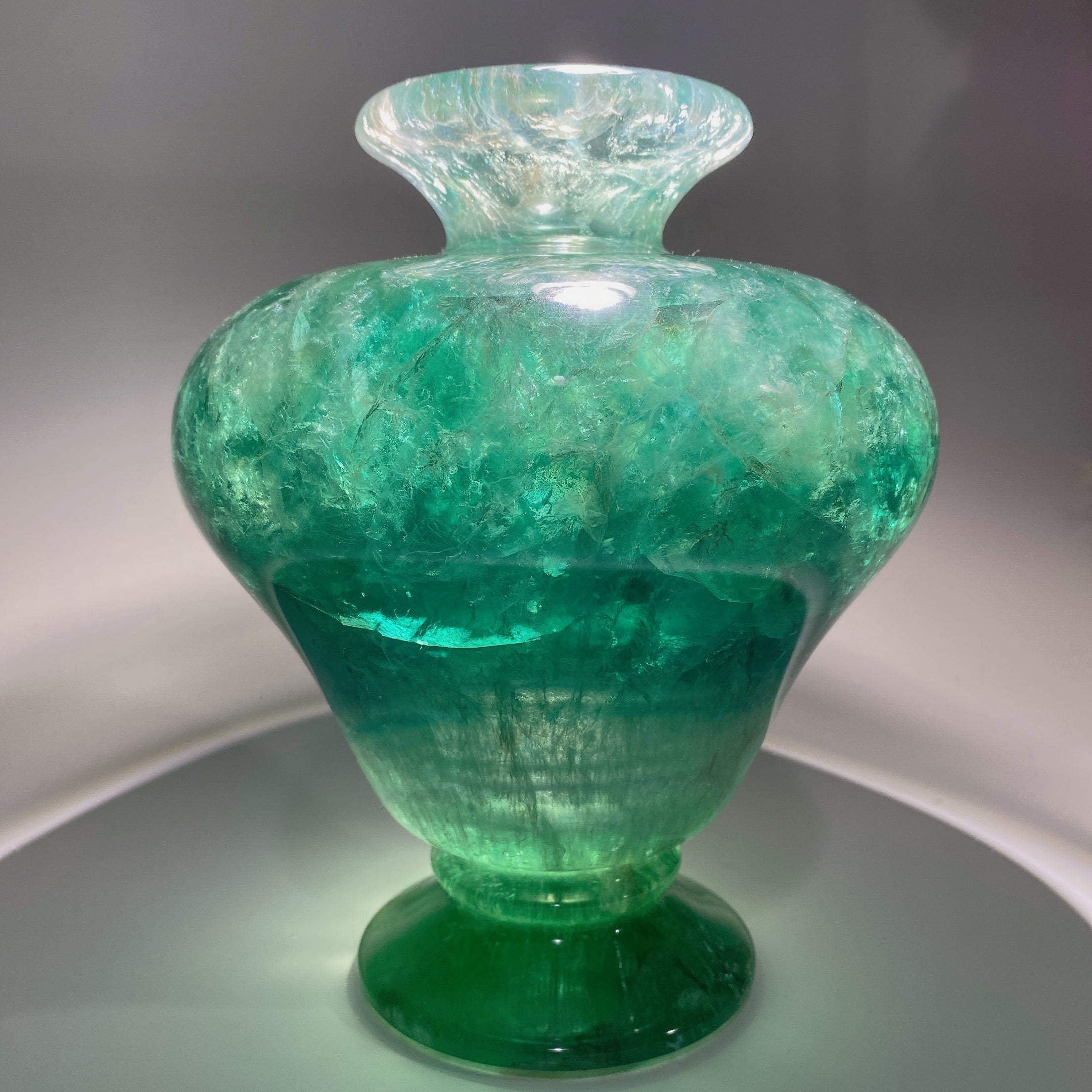7.5 inch Green Fluorite Vase Crystal Decor for Energy Cleansing