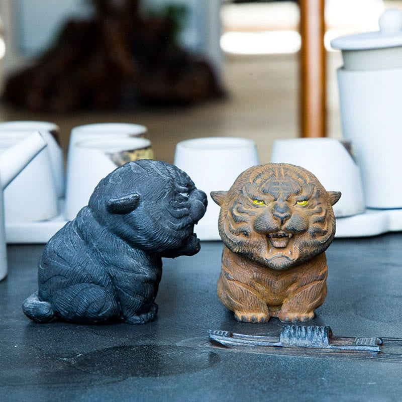 7,5 cm Mini-Statue „Roaring Tiger“ aus Eisenpulverharz
