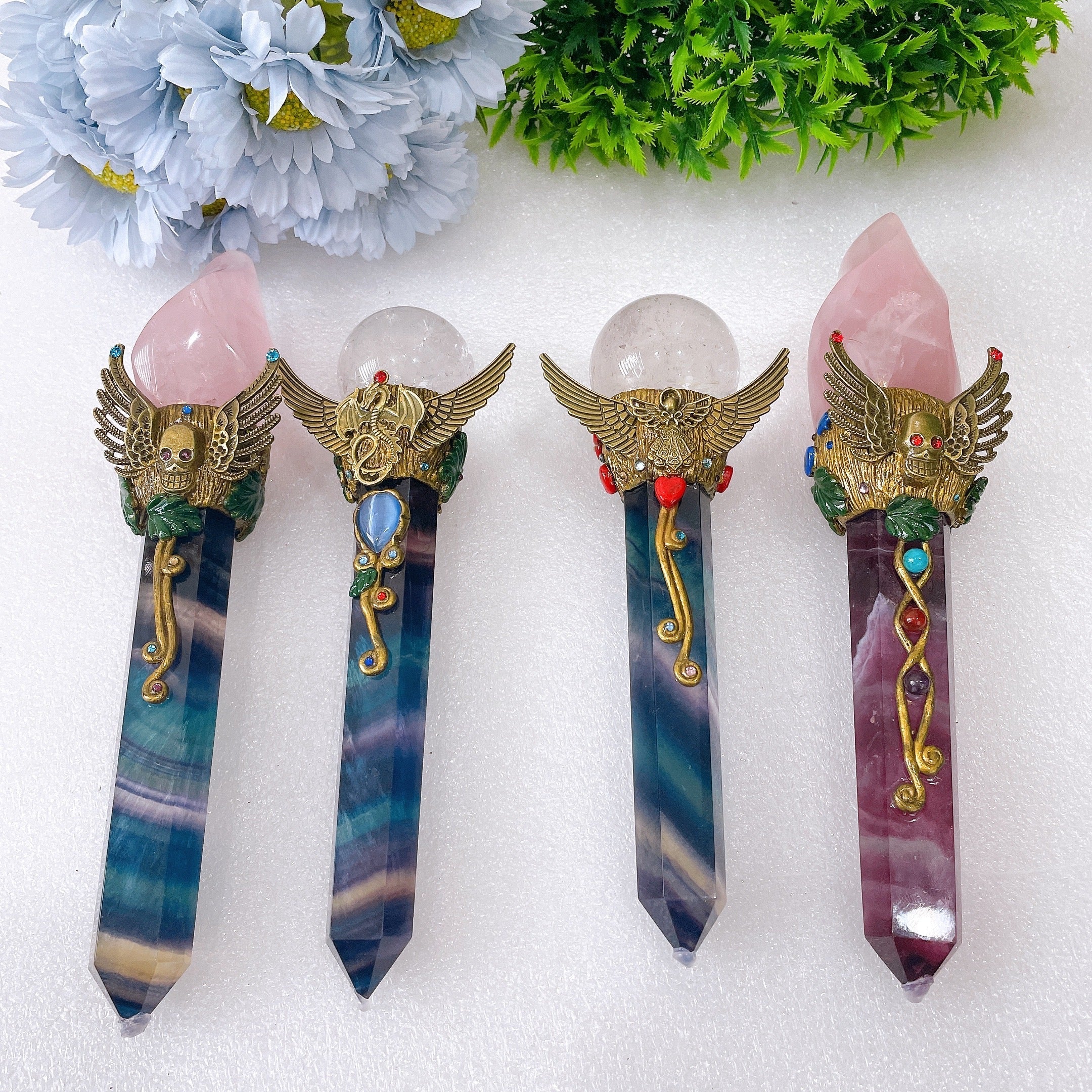 7-9 inch Fluorite Crystal Wand for Healing & Meditation