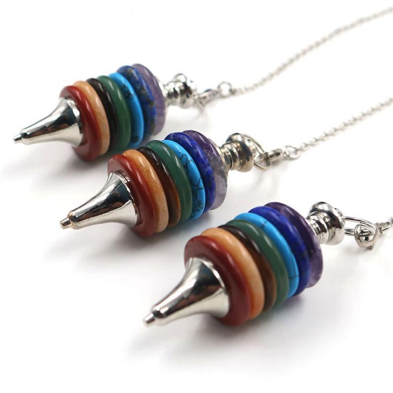 7 Chakra Kristall Cairn Stein Pendel