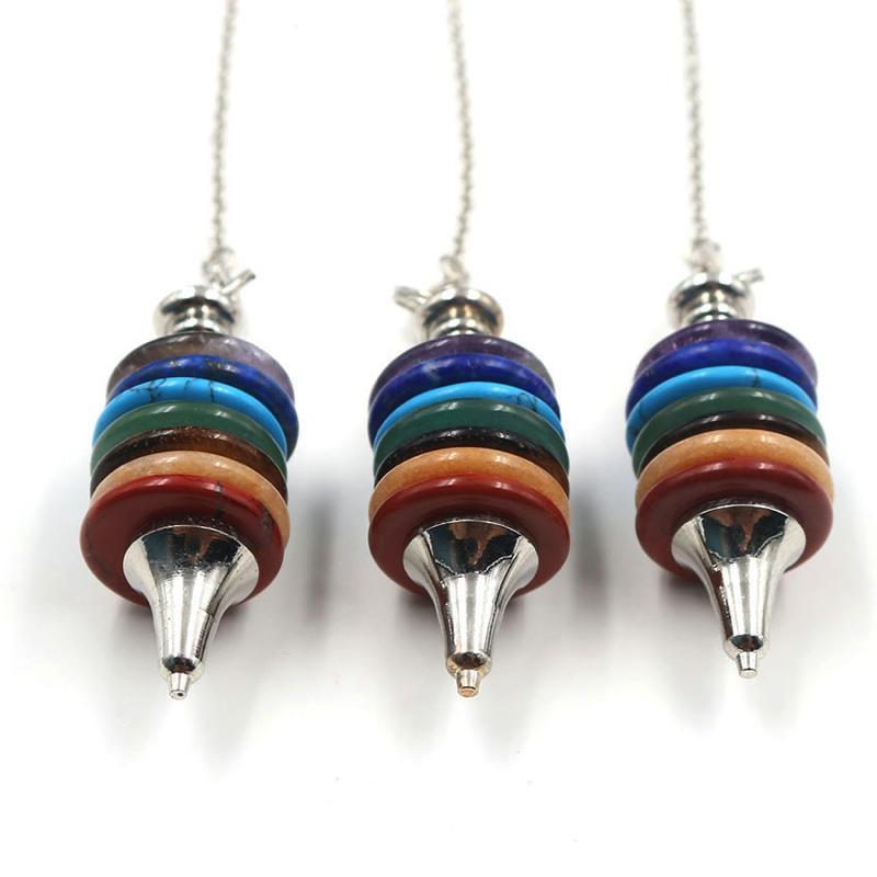 7 Chakra Kristall Cairn Stein Pendel