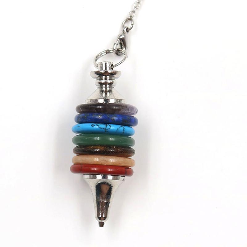 7 Chakra Kristall Cairn Stein Pendel