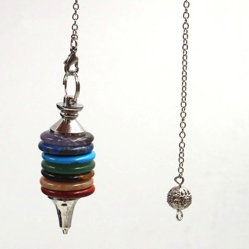 7 Chakra Kristall Cairn Stein Pendel