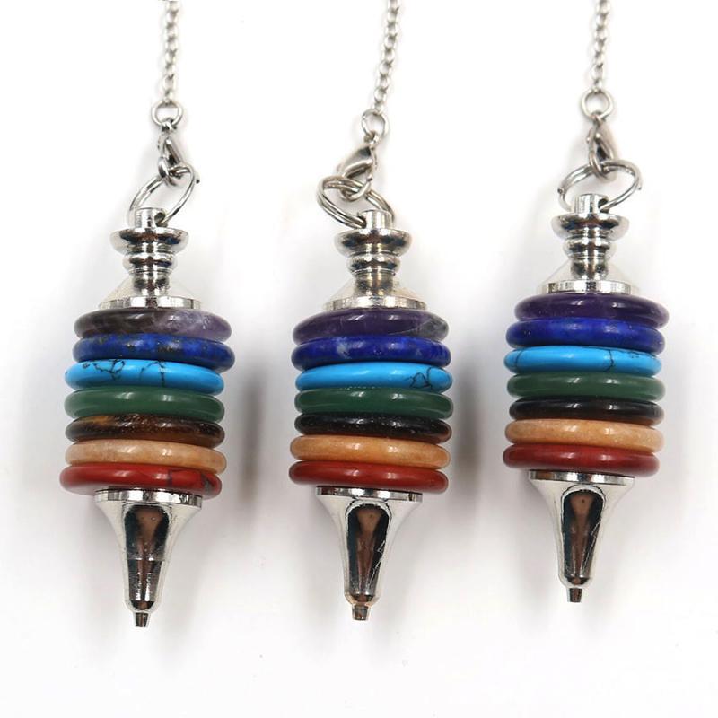 7 Chakra Kristall Cairn Stein Pendel