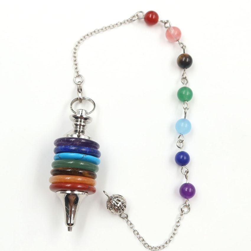 7 Chakra Kristall Cairn Stein Pendel