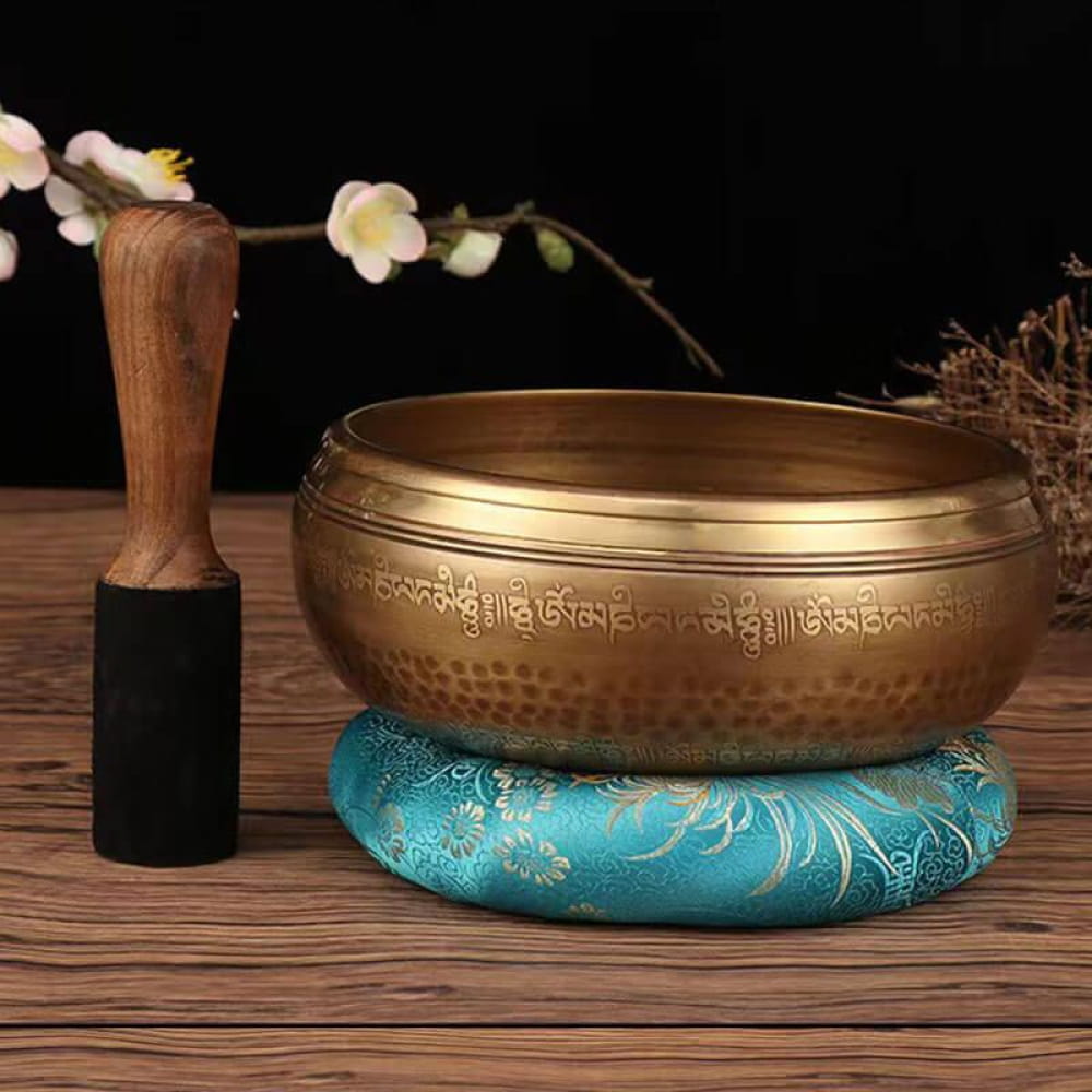 7 Chakra Tibetan Singing Bowl Set with Cushion & Stick - 9.5 cm / Bowl + Black Walnut Stick