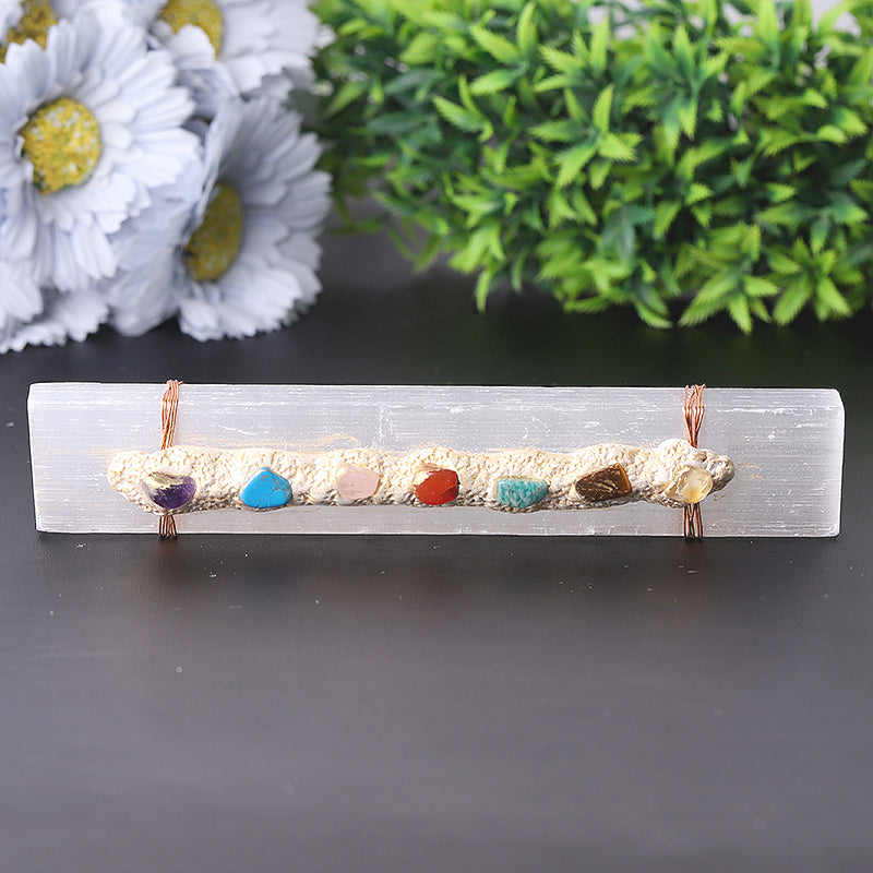 7 inch Selenite Chakra Stone Healing Wand for Meditation