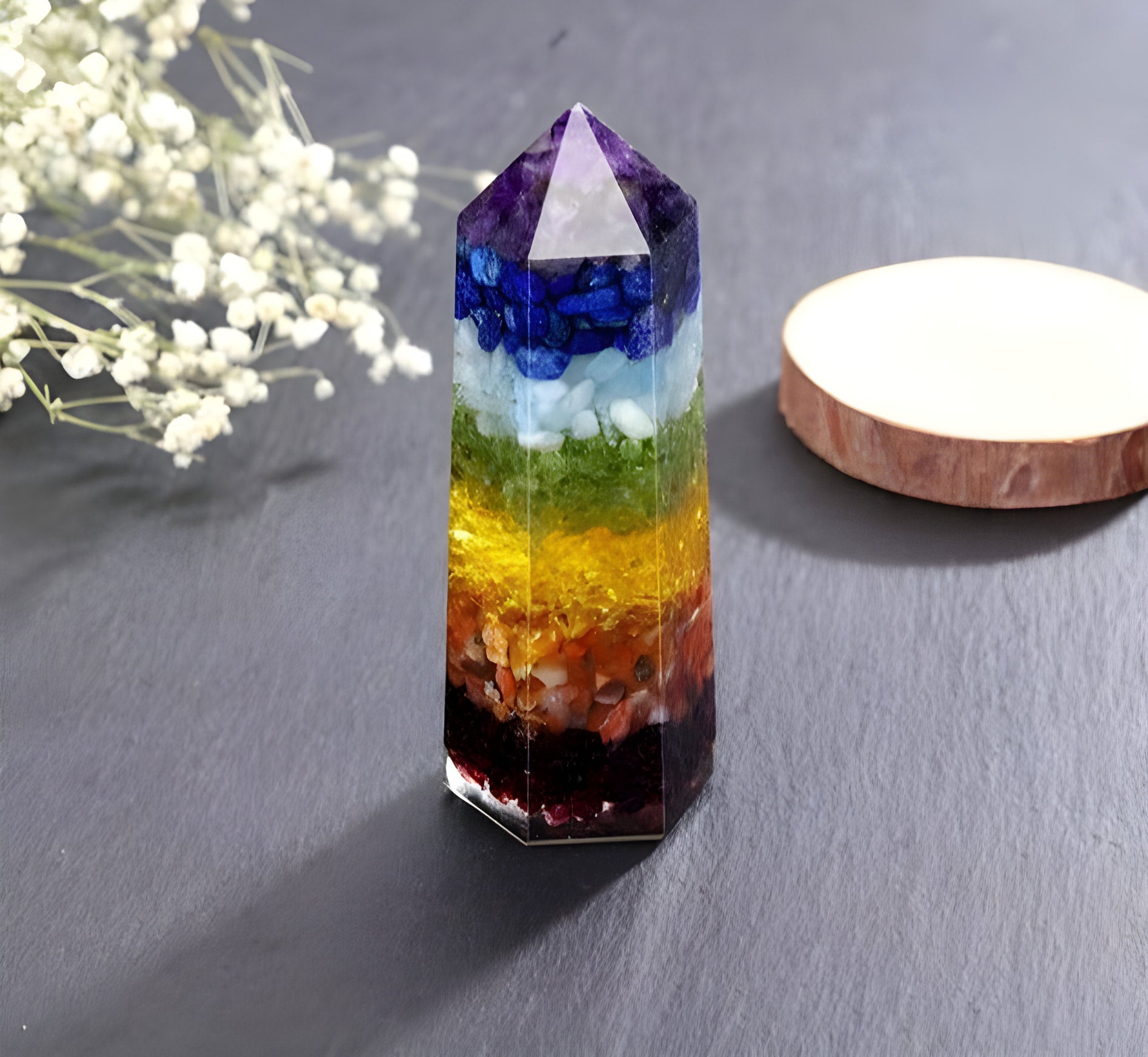 7 Schichten heilender Chakra-Kristallturm