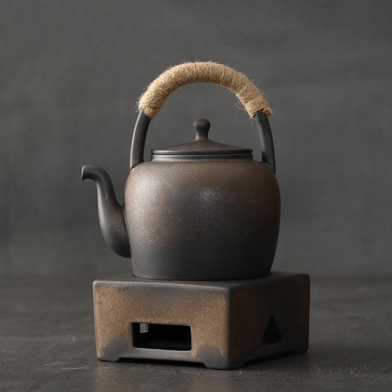 700 ml Retro-Teekanne aus brauner Keramik mit Sockel für Gongfu