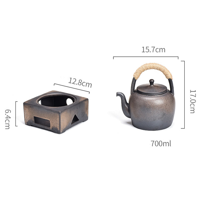 700 ml Retro-Teekanne aus brauner Keramik mit Sockel für Gongfu