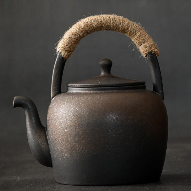 700 ml Retro-Teekanne aus brauner Keramik mit Sockel für Gongfu