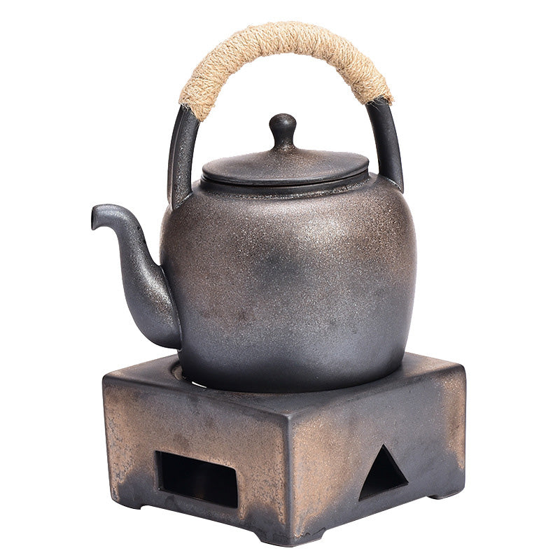 700 ml Retro-Teekanne aus brauner Keramik mit Sockel für Gongfu