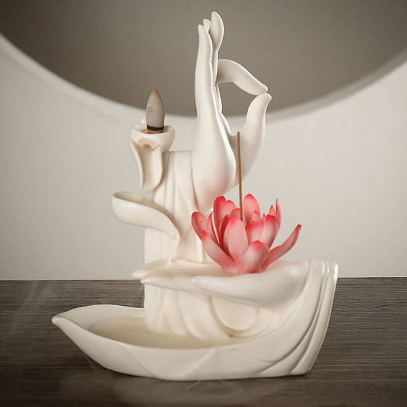 Handcrafted Purple Clay Lotus Ceramic Incense Burner