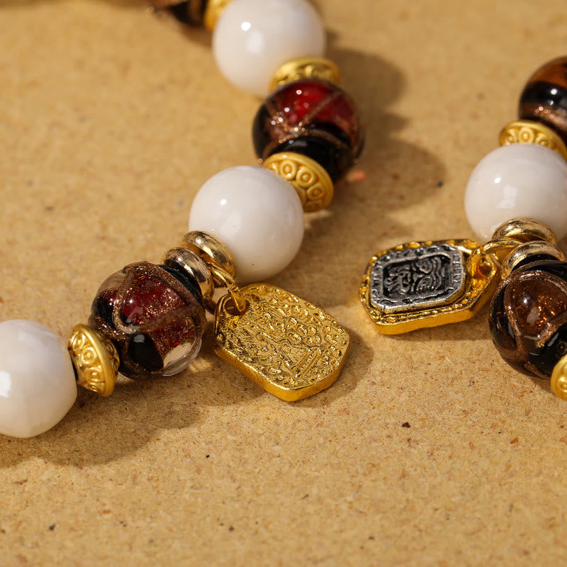 10mm Liuli Glass Incense Ash Porcelain Spiritual Protection Bracelet
