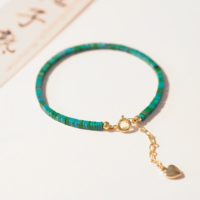 Turquoise Beaded Strength Friendship Bracelet Metal Chain