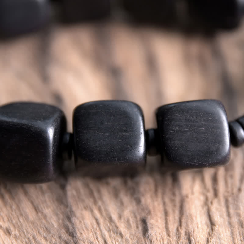 Unisex Ebony Wood Dzi Bead Spiritual Bracelet for Strength