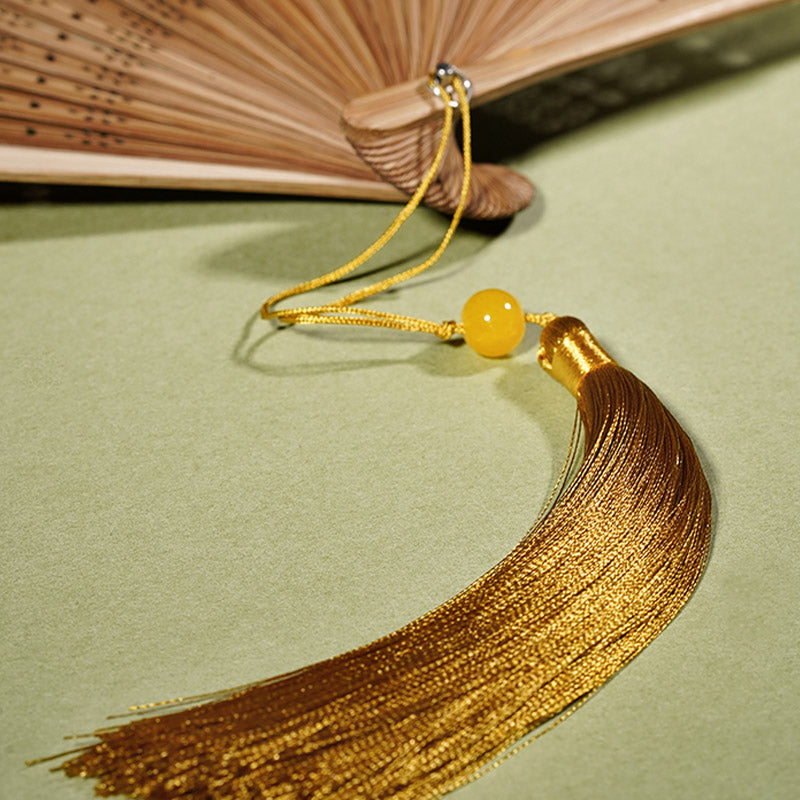Silk Bamboo Folding Fan 21cm with Cat Butterfly Flowers Pattern