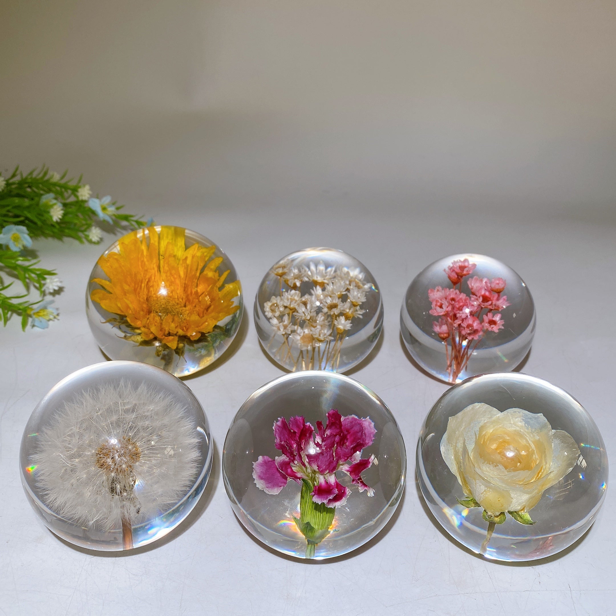 70mm Resin Flower Sphere Crystal Healing Orb