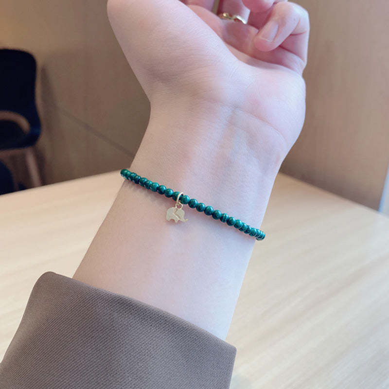 Unisex Malachite Elephant Anti-Anxiety Bracelet 14cm-17cm