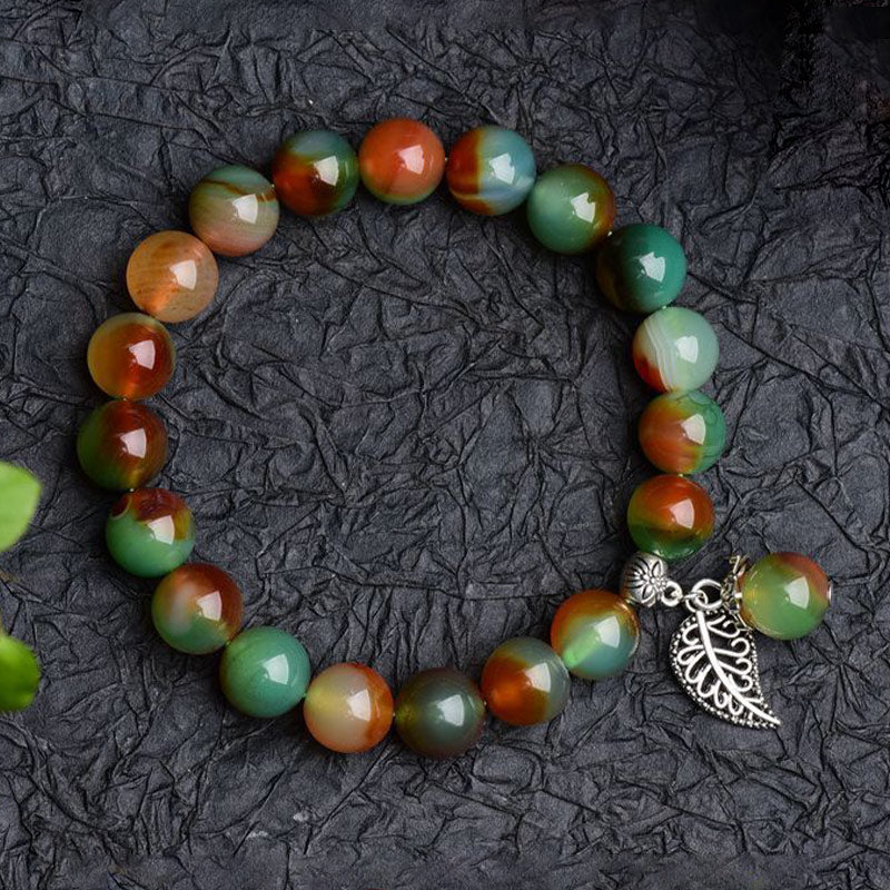 8mm Tibetan Green Agate Healing Bracelet for Balance