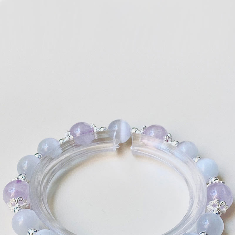 925 Sterling Silver Amethyst Cat's Eye Spiritual Awareness Bracelet