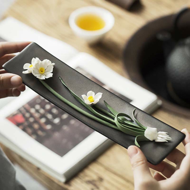 Lotus Peony Ceramic Incense Burner for Meditation & Yoga