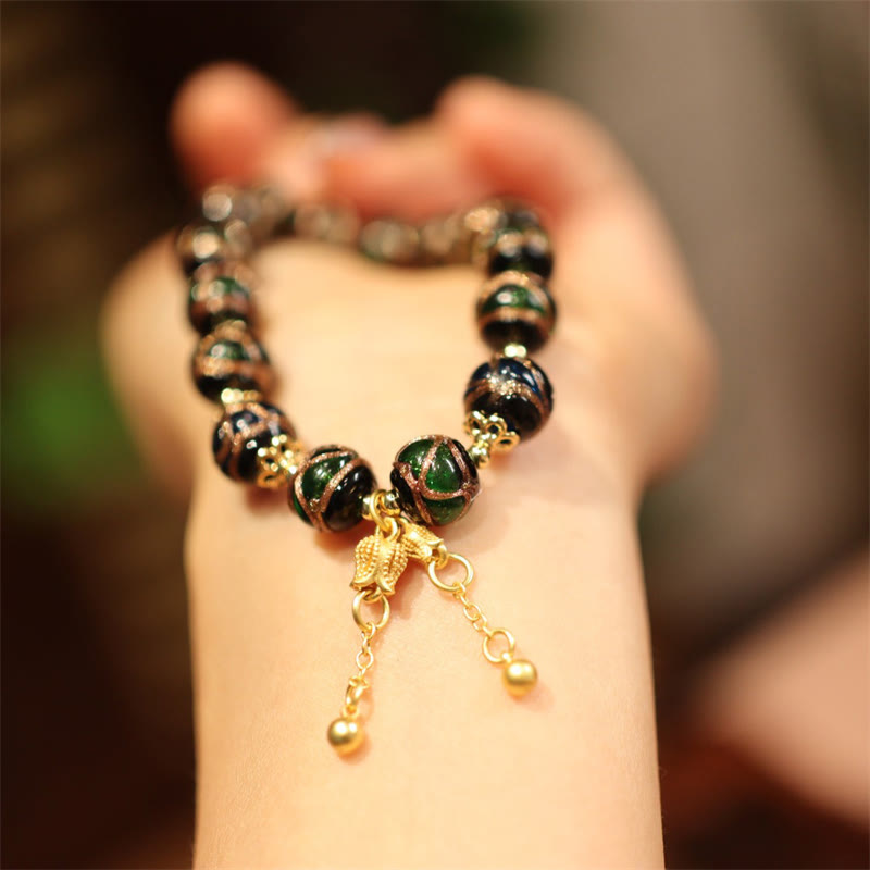 Tibetan Gold Swallowing Beast Fortune Bead Bracelet 10mm