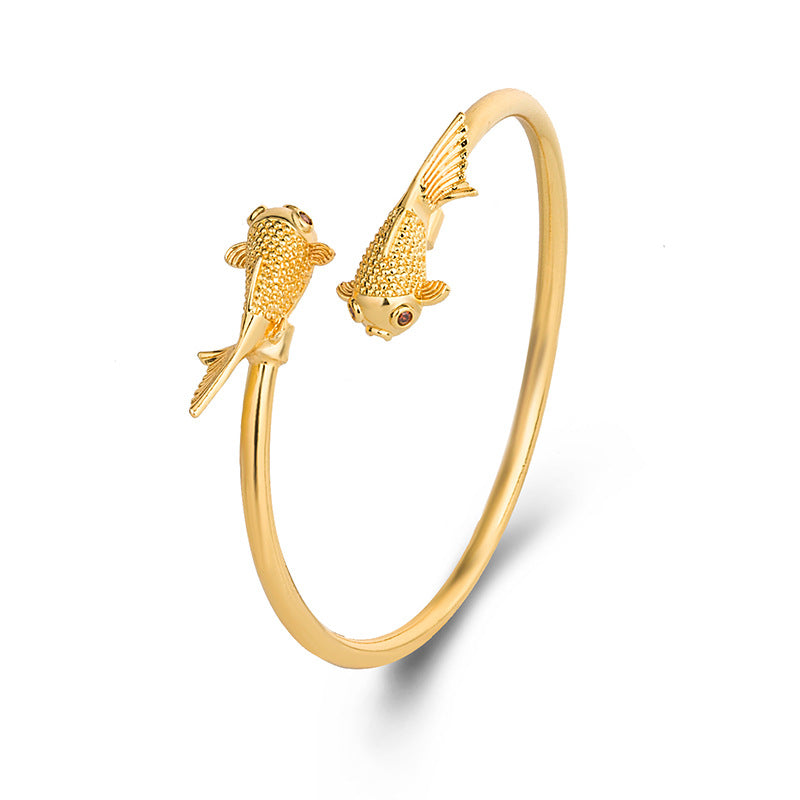 Copper Double Koi Fish Prosperity Bracelet Adjustable