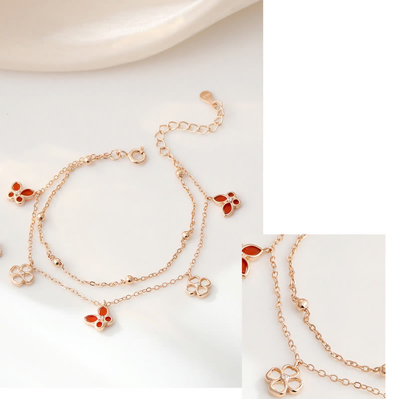 Rotes Achat &amp; Tridacna Stein Calm Armband Halskette Set