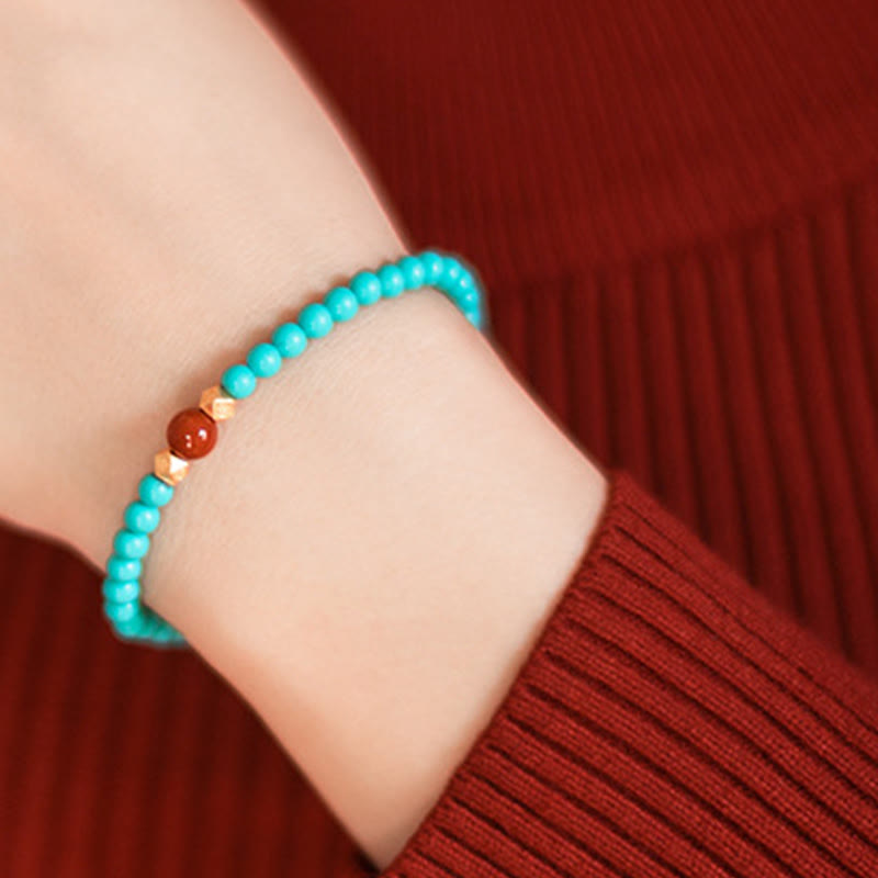 Turquoise Red Agate Beaded Protection Bracelet 4mm
