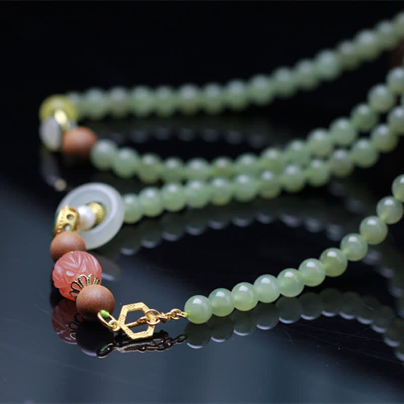 Natural Hetian Jade Amber Luck Abundance Bracelet 6mm Beads