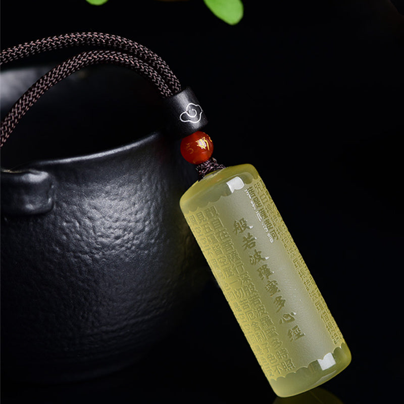 Citrine Heart Sutra Necklace for Happiness & Strength
