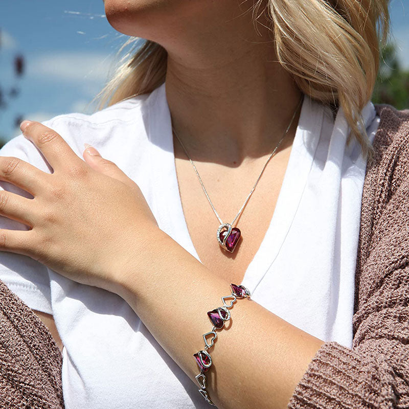 Halskette mit Geburtsstein-Anhänger „Love Heart“ und heilender Energie