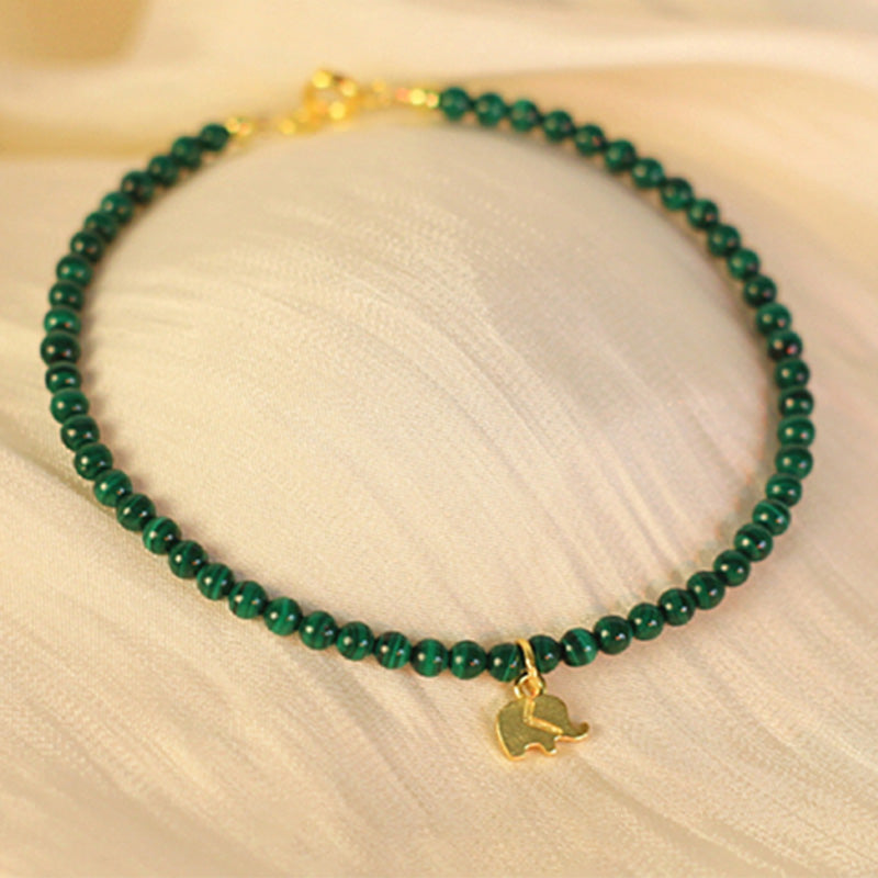 Unisex Malachite Elephant Anti-Anxiety Bracelet 14cm-17cm