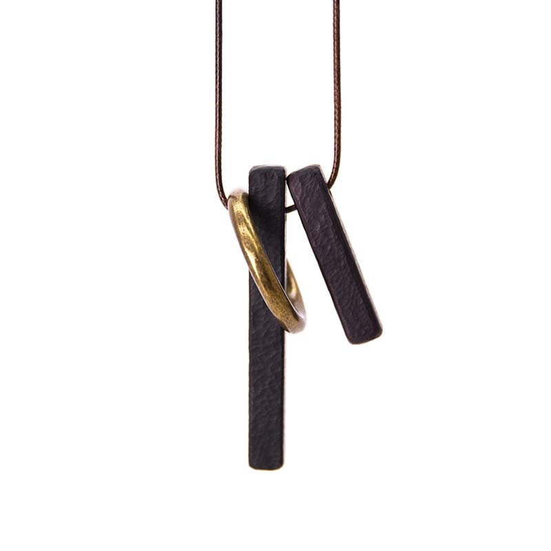 Ebony Wood Zen Circle Necklace for Enlightenment & Calm