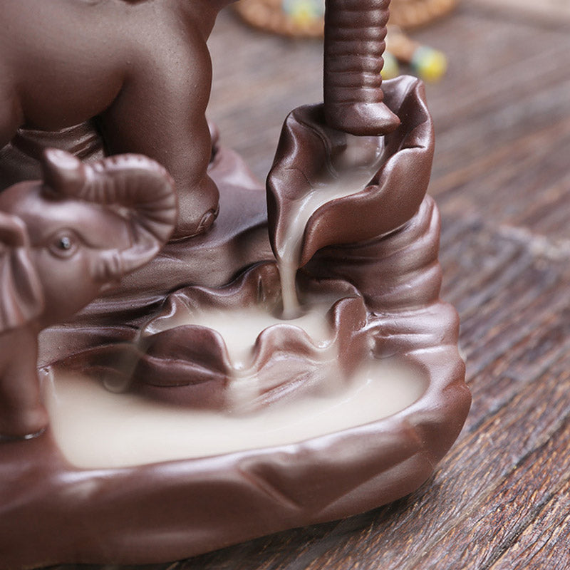 Tibetischer Elefant, Rückfluss-Räuchergefäß aus violettem Ton