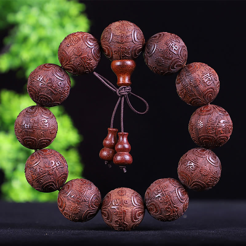 Chinesisches Sternzeichen-Armband aus Rosenholz | 12 Sternzeichen-Perlen Wärme