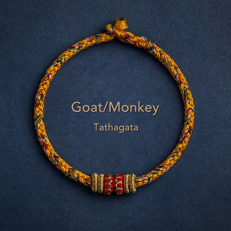 Handgefertigtes rotes Schnurarmband mit chinesischem Tierkreiszeichen für Glück und Stärke