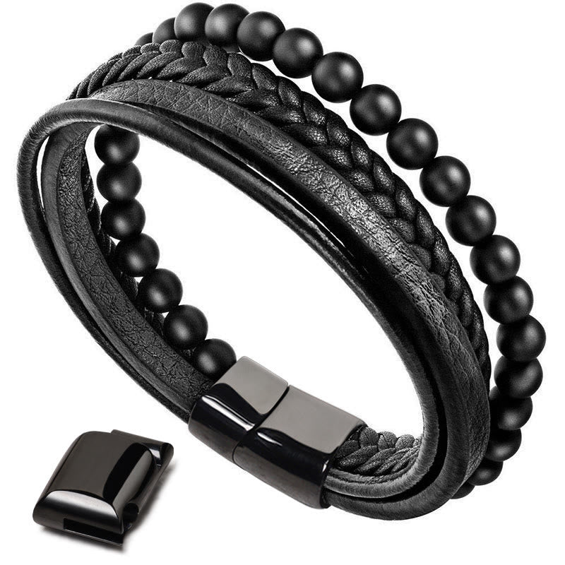 6mm Lava Rock Black Onyx Spiritual Bracelet for Protection