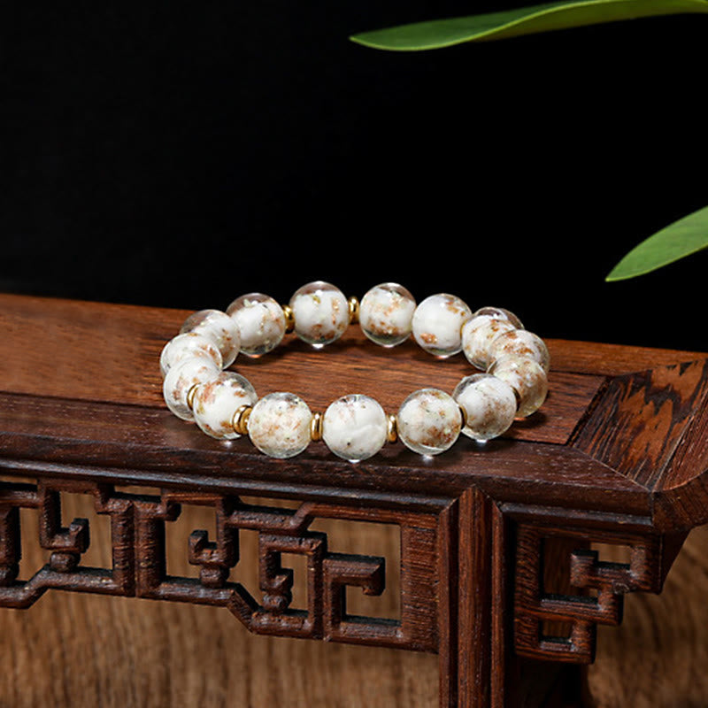 Gold Swallowing Beast Luminous Liuli Glass 12mm Bracelet