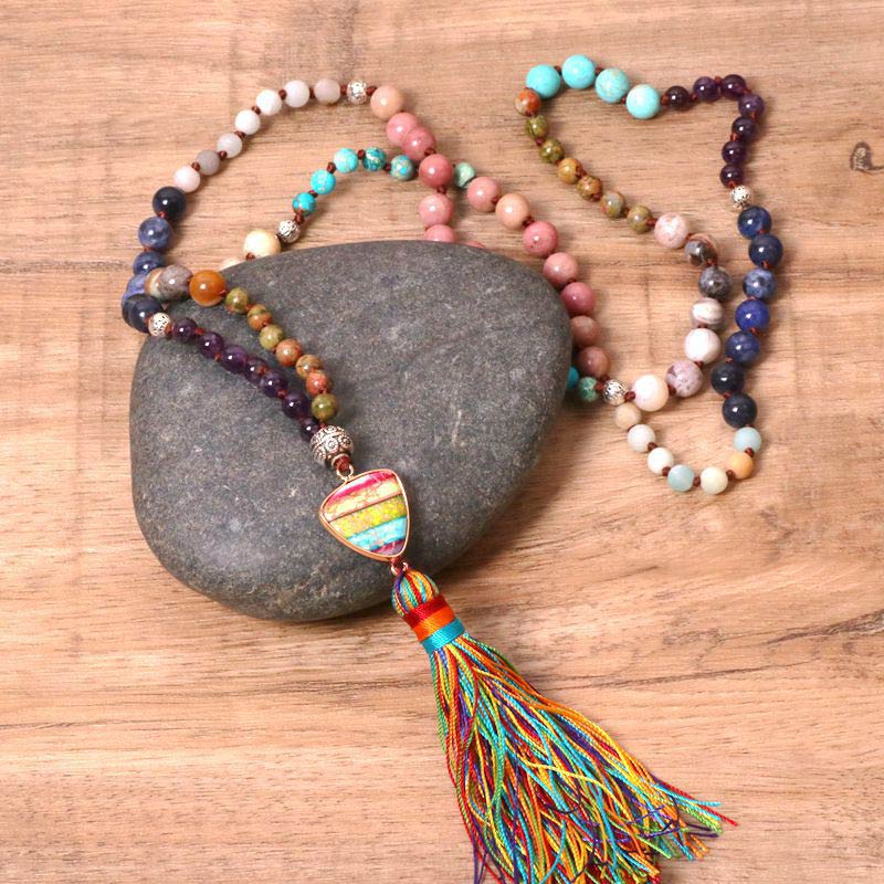 Turquoise & Amethyst Balance Necklace for Meditation & Protection