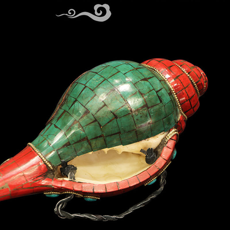 Tibetische handgefertigte Shankha-Muschel 23 cm | Zen-Dekor