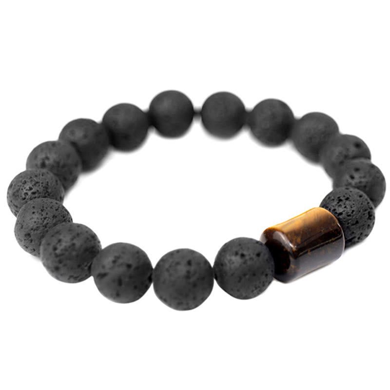 10mm Lava Rock Tiger Eye Healing Bracelet for Stress Relief