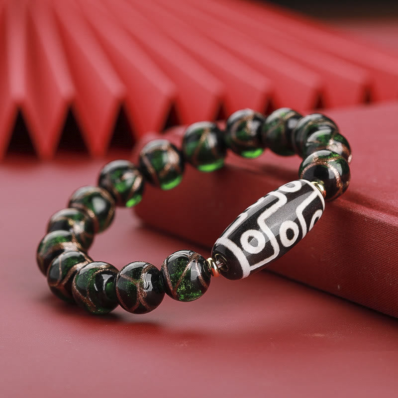 12mm Nine-Eye Dzi Bead Spiritual Wealth Bracelet