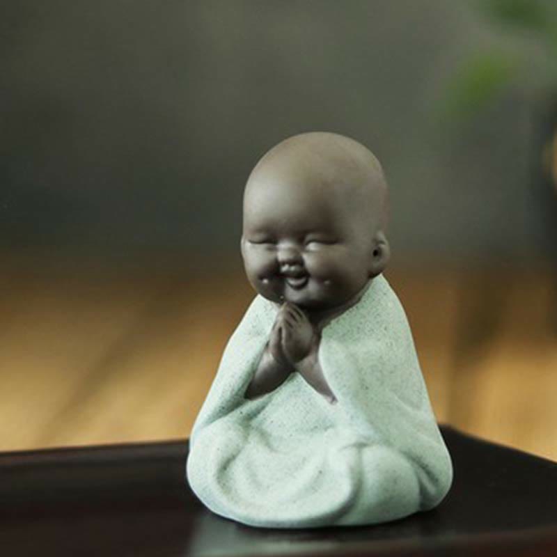 Purple Clay Laughing Buddha Statue | Luck & Wealth Decor