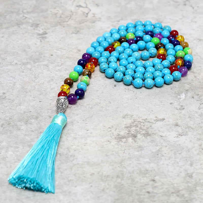 108 Beads Turquoise Mala Necklace for Meditation and Balance