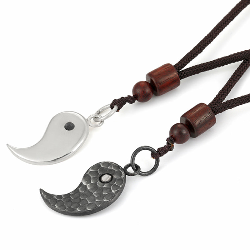 990 Sterling Silver Yin Yang Balance Necklace Pendant