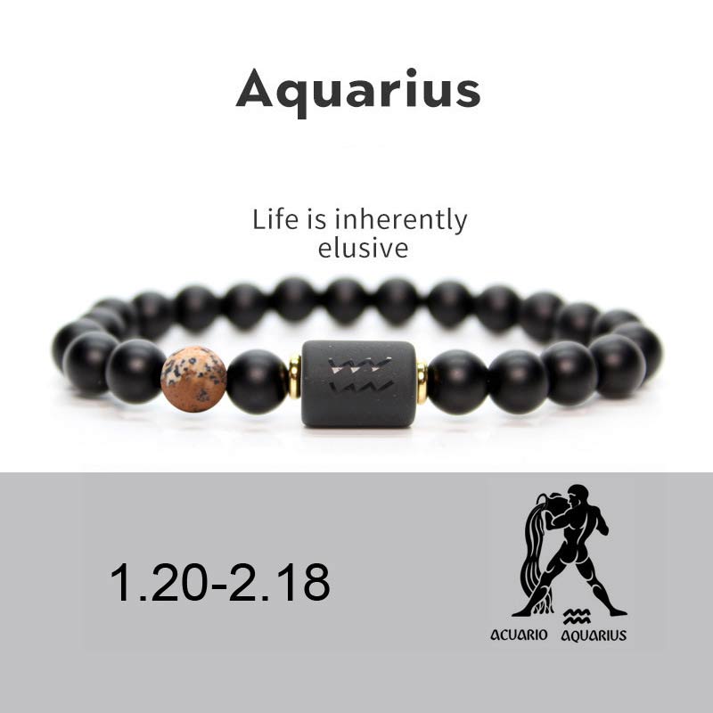 8 mm verstellbares Armband aus schwarzem Onyx mit chinesischem Sternzeichen