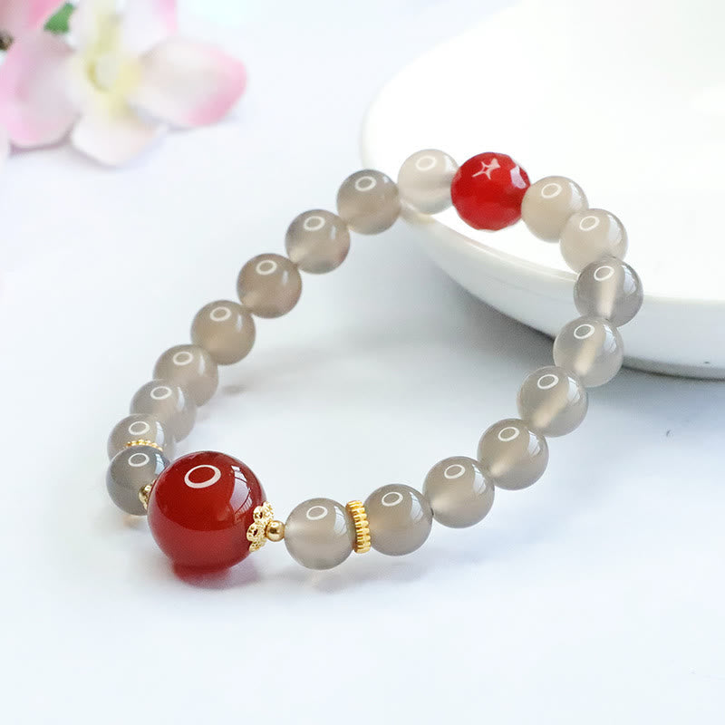 8 mm graues Chalcedon-Harmonie-Spirituelles Armband